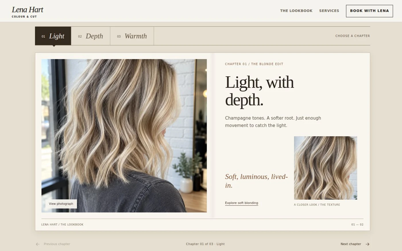 Lena Hart’s interactive editorial lookbook on desktop
